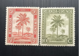 RUANDA URUNDI 1942 Definitives Natives (Elais Guineensis) Palmiers 5C & 10C Non Oblitérés - Nuevos