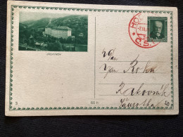 1928 CDV 39/3 Mi P46 Jachymov Cachet Rouge Hodonin Anniversaire Masaryk - Cartoline Postali