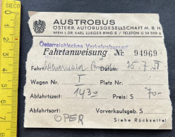 Fahrtanweisung AUSTROBUS OSTERR. AUTOBUSGESELLSCHAFT M. B. H. WIEN - Europe
