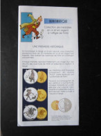 TINTIN DEPLIANT NUMISMATIQUE POUR LA COLLECTION DE MEDAILLE EN OR ET ARGENT A L'EFFIGIE DE TINTIN - Tintin