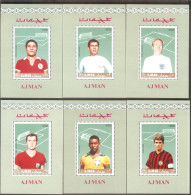 AJMAN World Cup-66(Pele,Eusebio,Rivera) Set 6 De Luxe S/Sheets  MNH - Sonstige & Ohne Zuordnung