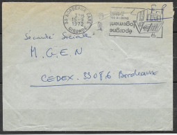 Curiosité Sur Lettre Entière SECAP Illustrée O= 33 Bordeaux Gare 15-9 1972, Graphisme Renversé - Briefe U. Dokumente