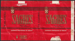 Portugal 1960/ 70, Pack Of Cigarettes - SAGRES Filtro -|- Companhia Portuguesa De Tabacos . 18 Grs. 3$50 Esc. - Empty Tobacco Boxes