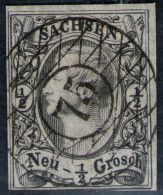 75 Oederan Auf 1/2 Ngr. Mattgrau - Sachsen Nr. 8 I - Pracht - Sachsen