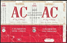 TOBACCO EXCLUSIVE USE BY THE ARMED FORCES - Portugal 1960/ 70, Pack Of Cigarettes - AC Filtro - Empty Tobacco Boxes