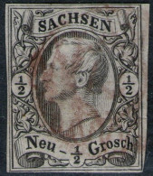 2 Leipzig OPA In Rot Auf 1/2 Ngr. Mattgrau - Sachsen Nr. 8 I X - Sachsen