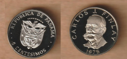 PANAMA  5 Centésimos (CARLOS FINLAAY) 1975  PROOF Copper-nickel Clad Copper • - Panamá