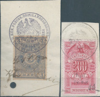 Germany-Deutschland,Preussen,Prussia1911 Revenue Stamps Tax Fiscal, 3M  & 200 Mark,Canceled On The Piece Of Paper - Other & Unclassified