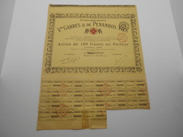 Action De 100F  " Garres & De Penanros Fils " ( Conserves Alimentaires)   Bordeaux 1925 Alimentation. - Industrie