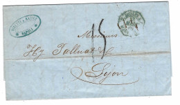 1860 - Lettre De Napoli  Pour Lyon - Taxe Tampon 15 D Entrée D.SICILES S.E. / MARSEILLE  Bleu - Noël 712 - Naples