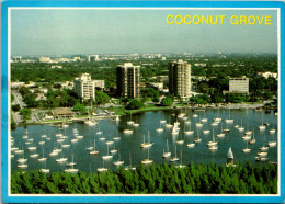 Florida Coconut Grove Aerial View Of Sailboats Anchored Offshore - Miami