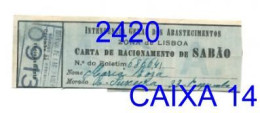 WWII: Carta De Racionamento De Sabão - INTENDÊNCIA GERAL DOS ABASTECIMENTOS - Anos 40 - Portugal
