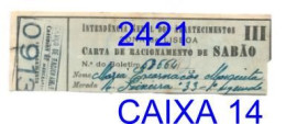 WWII: Carta De Racionamento De Sabão - INTENDÊNCIA GERAL DOS ABASTECIMENTOS - Anos 40 - Portogallo