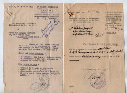 VP22.343 - MILITARIA - LILLE X VALENCIENNES 1953 - 3 Documents Concernant M. J. LEFEBVRE à MONTREUIL SOUS BOIS - Dokumente