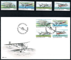 Denmark 2006; Airplanes - Aviation.  Set Of 4 MNH(**) And On FDC. - Sonstige & Ohne Zuordnung