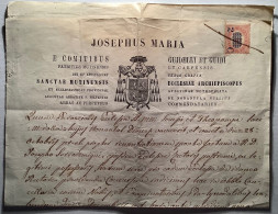 Regno D’ Italia 1878 Sa.33 RARE FISCAL USAGE Servizio 2c Su 1,00 From Medolla=Emilia-Romagna, Modena  (Italy Fiscale - Marcofilía