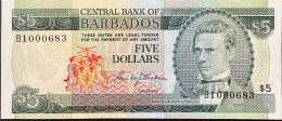 Barbados 5 Dollars, P-31 (1973) - AU - Low First Prefix Serial Number 000683 - Barbades