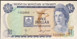 Bermuda 1 Dollar, P-28b (01.05.1984) - UNC - Low Serial Number 000869 - Bermudas