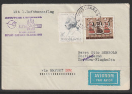 1958, Lufthansa, Erstflug, Lubljana-Dresden, Zuleitungspost - Airmail