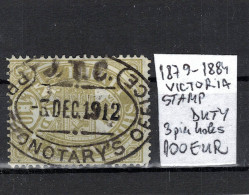 CHCT2 - Victoria STAMP DUTY 1879 - 1884 - Has Defect (3 Pin Holes) Australia - Used Stamps