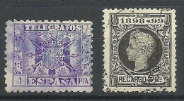 SPAIN Spanien Espana Telegrafos Telegraph Stamps Telegraphe, 2 Stamps, O - Telegramas