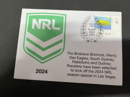14-7-2023 (2 T 27) Australia - NRL 2024 Season To Begin In Las Vegas (with Broncos - Sea Eagles, Rabbitohs & Roosters) - Lettres & Documents