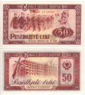 ALBANIA   50  Leke   P45c 1976 "SPECIMEN"  Soldiers On Parade +  Rifle, Pick Axe, Building Under Construction At Back - Albania