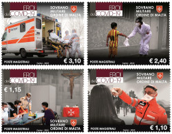 SMOM Order Of Malta 2022 COVID-19 Heroes Set Of 4 Stamps Mint - Primo Soccorso