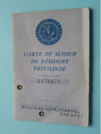 Carte De Séjour De Résident Privilégié ( AA78878 France ) De WALTHAUSEN Blanche 1900 Barcelone ( Voir Scans ) 1965/75 ! - Membership Cards