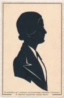 1938 Silhouette Woman Femme Original Vintage Hand Made Silouette Siluette  Old Card - Silhouettes