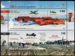 Argentina 2019 Marambio Base Antarctic Landscape Planes Souvenir Sheet MNH - Ungebraucht