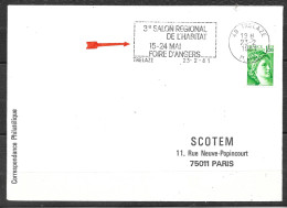 Curiosité Sur Lettre Entière, Le Cadre Du Graphisme Est En Tirets Au Lieu De Trait Plein,49 Trelaze 23-2-81 - Storia Postale