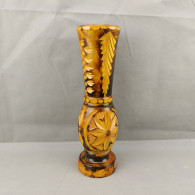 Vintage Hand Carved And Painted Wooden Vase For Home Décor 36cm #0646 - Vases