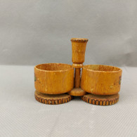 Vintage Hand Carved Wooden Salt And Pepper Holder For Home Décor #0655 - Other & Unclassified