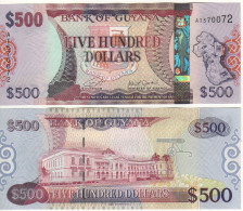 GUYANA   500 Dollars  P37b  New Signature  (ND  2011 -  2019   Map - Parliament House On Back ) - Guyana