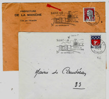 Curiosité Sur Lettres Entières, Saint-Lô Modifié, SECAP Illustrées =o Saint-Lo RP 1963 ET 1966 - Storia Postale