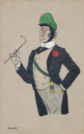 Jugendstil * CPA Illustrateur Art Nouveau * Feudal * Homme élégant Mode Chapeau Hat Canne Costume Costard - Sonstige & Ohne Zuordnung