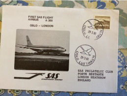 Oslo London 1981 - First SAS Airbus Flight - Covers & Documents