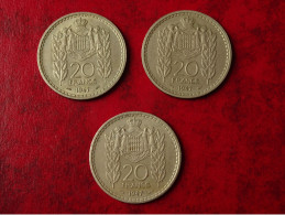 Monaco - Lot De 3 Pièces  20 Franc  De 1947        Belles Pièces - 1922-1949 Louis II.