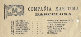 1904 BILL OF LADING CONOCIMIENTO CONNAISSEMENT Compania Maritima Barcelona  Vin De CAdiz à Hamburg V.HISTORIQUE ET SCANS - Spagna