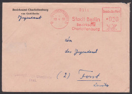 Berlin-Charlottenburg AFS Stadt Berlin Bezirksamt 19.4.50, Nach Forst, Portopflichtige Dienstsache Frei - Maschinenstempel (EMA)