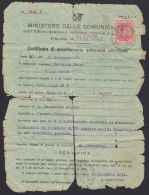 Napoli 1931, Ministero Delle Comunicazioni, Certificato Di Accertamento Autocarro Attrezzato, Marca Da Bollo Lire Cinque - Fiscali