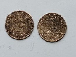 FRANCE  = 2  PIECES  DE 2 CENTIMES DE 1856 A + 1256 W - 2 Centimes