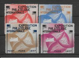 France Pexip 1937 - 4 Vignettes - Neuf ** Sans Charnière - TB - Briefmarkenmessen