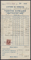 Torino 1938, Varetto Cipriano, Listino Di Vendita, Mercato Frutta, Marca Da Bollo Lire Una - Revenue Stamps