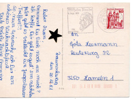 59291 - Bund - 1981 - 50Pfg B&S EF A AnsKte BRAUNSCHWEIG - WILHELM RAABE ... -> Hameln - Ecrivains