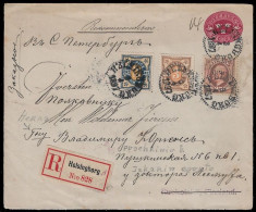 1897 SWEDEN UPRATED REGISTERED 10 ÖRE PS ENVELOPE  TO RUOKOLAHTI, FINLAND - Enteros Postales