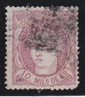 1870-ED. 105 GOB. PROVISIONAL. EFIGIE ALEGÓRICA DE ESPAÑA- 10 MILESIMAS ROSA-USADO ROMBO DE PUNTOS - Used Stamps