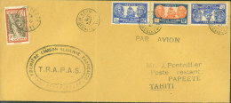 Nouvelle Calédonie Avion T.R.A.P.A.S 1ère Liaison Aérienne Française YT 156b X2 + 156A + Océanie Taxe 16 Nouméa 28 10 47 - Covers & Documents