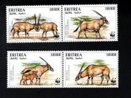 1839057654 1996 SCOTT 261A 261D (XX) POSTFRIS MINT NEVER HINGED   - ENDANGERED FAUNA WITH W.W.F. EMBLEM - Eritrea